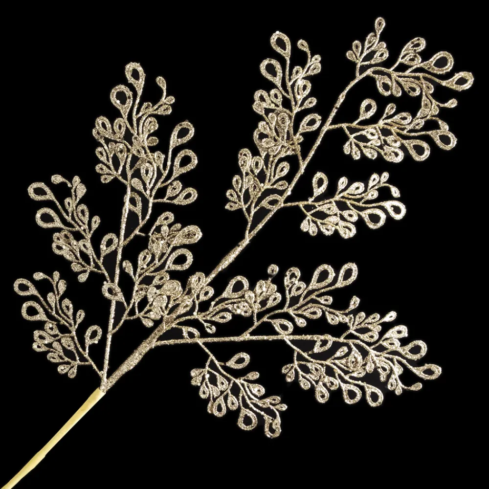 New Christmas Forever SPRAY LEAVES HOLLOW 31″ CHAMPAGNE GLITTER