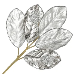 Best Christmas Forever SPRAY LEAVES MAGNOLIA 23″ SILVER METALIC W/ GLITTER