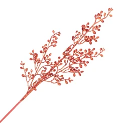 Best Christmas Forever SPRAY LEAVES MINI 26″ RED GLITTER