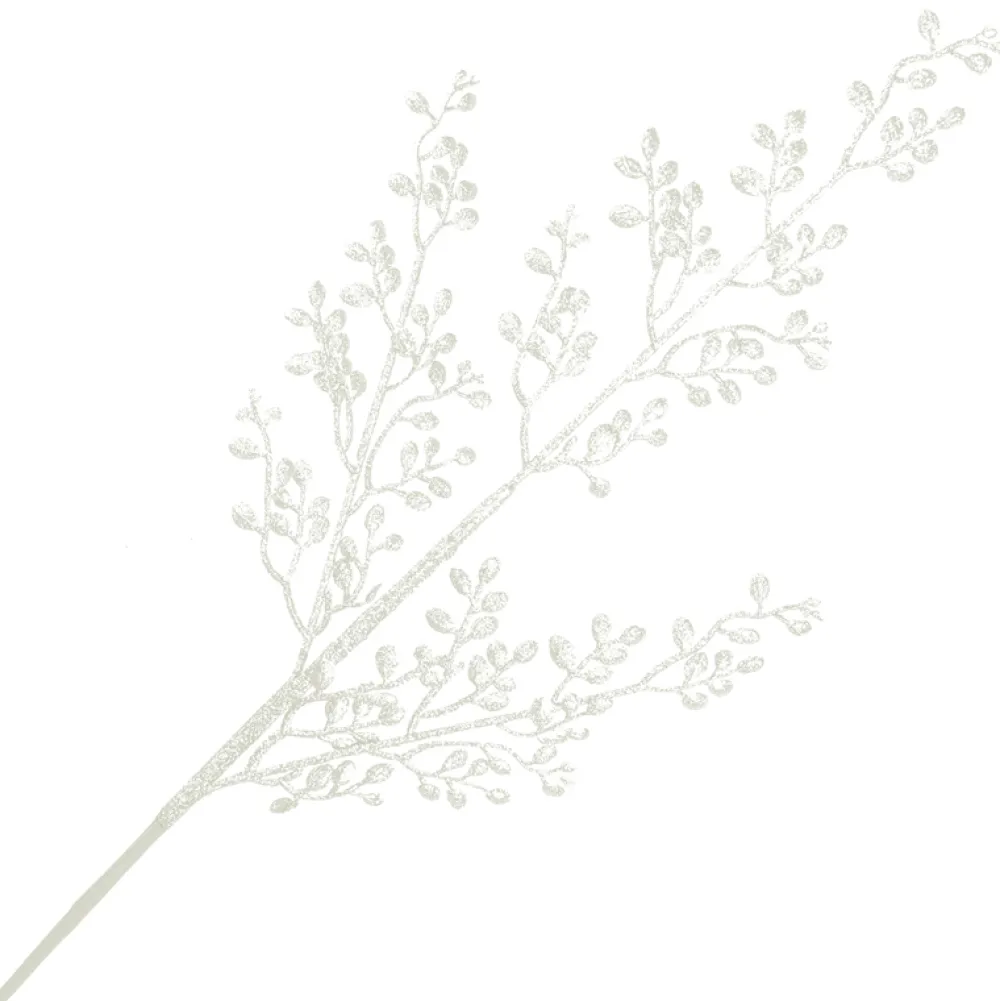 Sale Christmas Forever SPRAY LEAVES MINI 26″ WHITE GLITTER