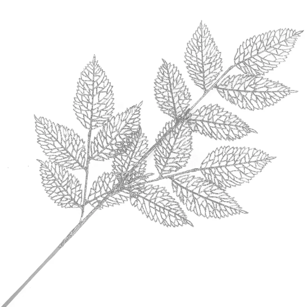 Best Christmas Forever SPRAY LEAVES NET 31.5″ SILVER GLITTER