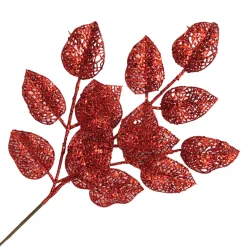 Online Christmas Forever SPRAY LEAVES ROSE 22″ RED 22″ GLITTER