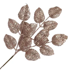 Outlet Christmas Forever SPRAY LEAVES ROSE 22″ ROSE GOLD GLITTER