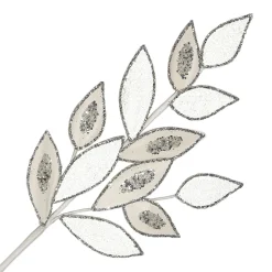 Hot Christmas Forever SPRAY LEAVES VELVET 30.5″ WHITE/ SILVER W/ GLTR & SEQUIN