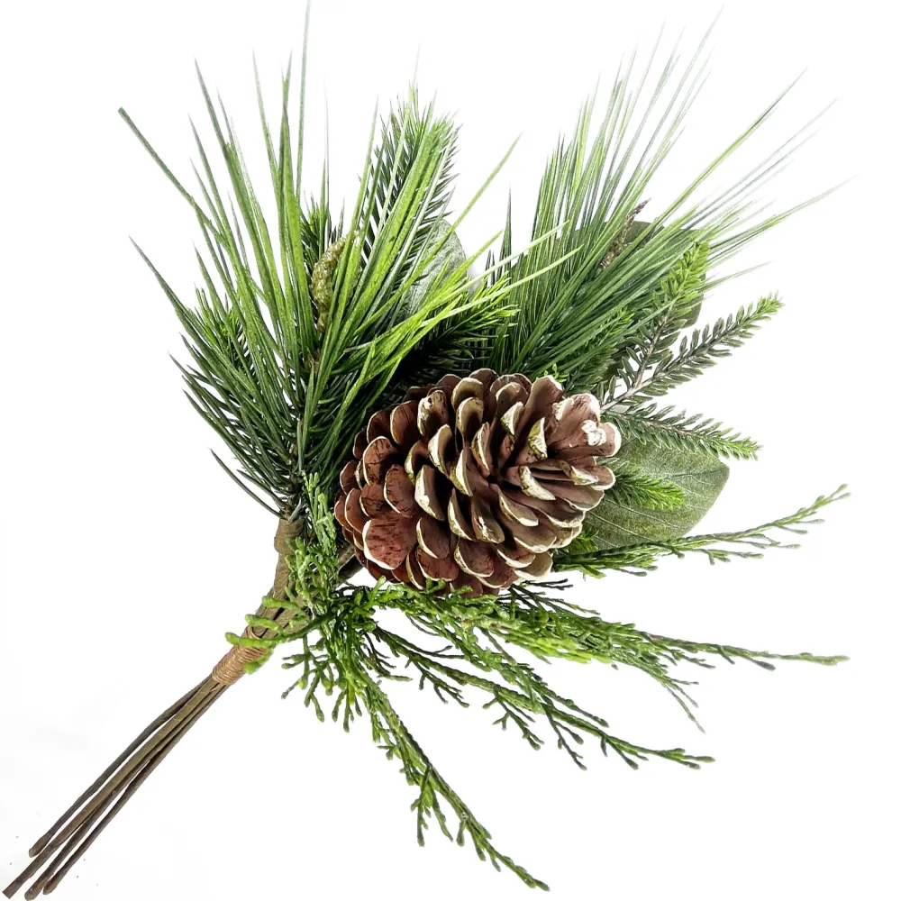 Online Christmas Forever SPRAY PINE 20″ NEEDLE PINE, CEDAR, MAGNOLIA LEAVES W/ FROSTED PINE CONE