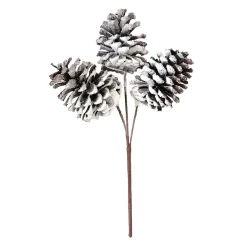 Christmas Forever SPRAY PINE CONE 14″ NATURAL FLOCKED 3 CONES