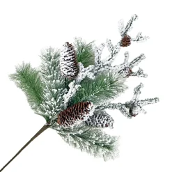 Online Christmas Forever SPRAY PINE FLOCKED 24″ MIXED PINE W/ PINE CONES