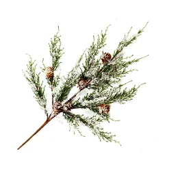 New Christmas Forever SPRAY PINE FROSTED 27.5″ NATURAL W/ CONES & ICE