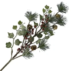 Discount Christmas Forever SPRAY PINE ICED 31.5″ MIXED GREENS W/ CONES & GLTR