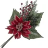 Sale Christmas Forever SPRAY RED POINSETTIA 20″ DLX VELVET W/ICED EDGE, MIXED GREENERY & ICED RED ERRIES
