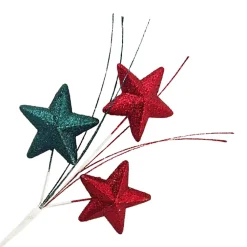 Clearance Christmas Forever SPRAY STAR 19.5″X3 RED/ EMERAL GREEN GLITTER