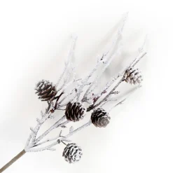 Online Christmas Forever SPRAY TWIG 12″ FLOCKED W/PINE CONES