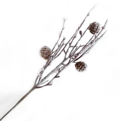 Discount Christmas Forever SPRAY TWIG 16″ W/ PINE CONE FLOCKED