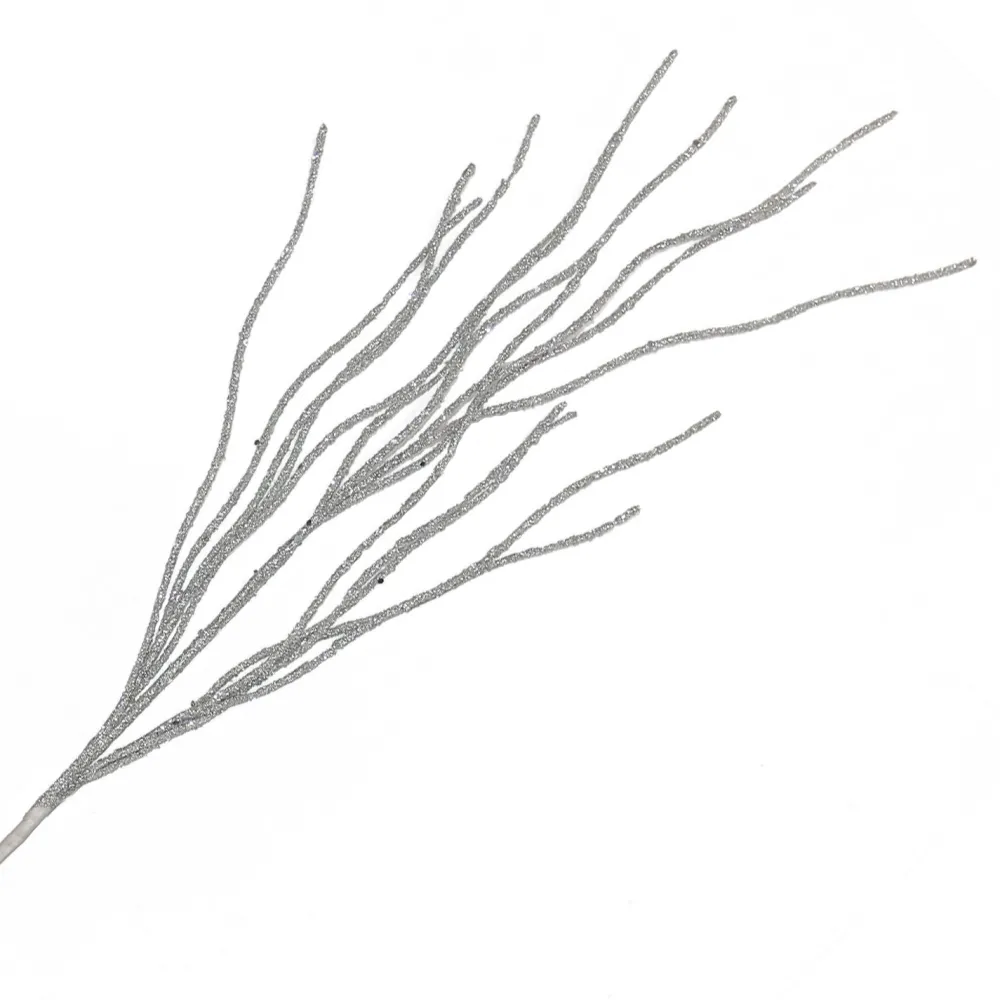 New Christmas Forever SPRAY TWIGS BEADED 29.5″ SILVER GLITTER | FOAM