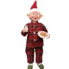 Online Christmas Forever STANDING ELF 15″ RED PAJAMAS HAVING COOKIES