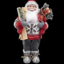 Outlet Christmas Forever STANDING SANTA 18″ RED/GRAY/WHITE W/ SKIES