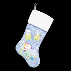 Discount Christmas Forever STOCKING 20.5″ BLUE KNITTED W/DOG EMB AND FLEECE CUFF