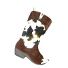 Christmas Forever STOCKING 18.5″ BROWN FAUX FUR & CORDUROY, COWBOY BOOT DESIGN