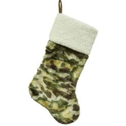 Hot Christmas Forever STOCKING 20.5″ CAMOUFLAGE FAUX FUR W/ SHERPA CUFF