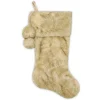 Outlet Christmas Forever STOCKING 20.5″ DELUXE ALL BEIGE FAUX FUR WITH FAUX FUR POMS POMS