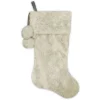 Hot Christmas Forever STOCKING 20.5″ DELUXE ALL GRAY FAUX FUR WITH FAUX FUR POMS POMS