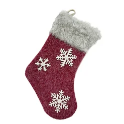 New Christmas Forever STOCKING 18″ FAUX FUR RED W/ SNOWFLAKE