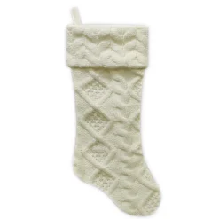 Hot Christmas Forever STOCKING 21.5″ IVORY CABLE KNIT