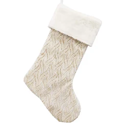 New Christmas Forever STOCKING 20″ IVORY/GOLD