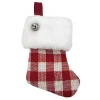 Outlet Christmas Forever STOCKING 6″ MINI RED/WHITE CHECK W/ FAUX FUR CUFF