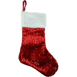 Christmas Forever STOCKING 20″ RED SEQUIN W/WHITE FUR CUFF
