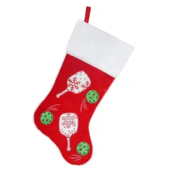 Best Christmas Forever STOCKING 20.5″ RED VELVET W/ CORD & FAUX FUR CUFF, METALLIC MARACAS EMBROIDERY