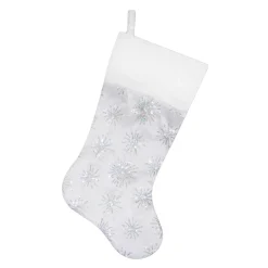 Outlet Christmas Forever STOCKING 20.5″ SILVER IRID. SEQUINS W/ FAUX FUR CUFF