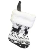 Sale Christmas Forever STOCKING MINI 6″ BLACK/ WHITE KNITTED REINDEER PATTERN W/FUR CUFF