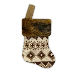 Online Christmas Forever STOCKING MINI 6″ BROWN KNITTED W/ FAUX FUR CUFF