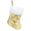 Online Christmas Forever STOCKING MINI 6″ GOLD METALLIC W/ FAUX FUR CUFF