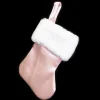 Clearance Christmas Forever STOCKING MINI 6″ PINK SATIN W/ FUR CUFF