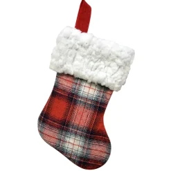 Online Christmas Forever STOCKING MINI 6″ RED/ WHITE / BLACK PLAID W/ SHERPA CUFF