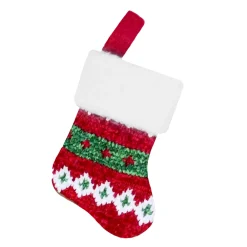 Online Christmas Forever STOCKING MINI 6″ RED/GREEN CHENILLE KNIT W/ FAUX FUR CUFF