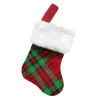 Sale Christmas Forever STOCKING MINI 6″ RED/GREEN PLAID W/ FAUX FUR CUFF