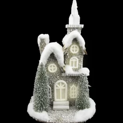 Sale Christmas Forever STONE LOOK CHURCH 14.5″ GRAY W/ LED LIGHTS