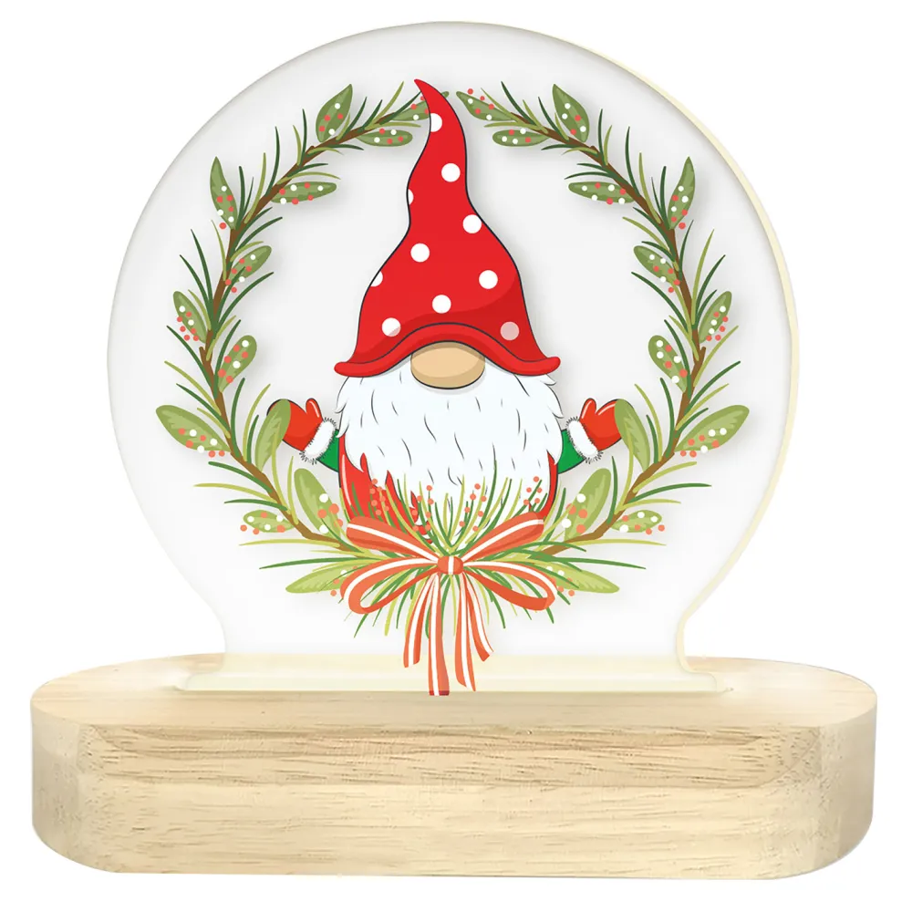 Discount Christmas Forever TABLE DECOR ACRYLIC LIGHTED TABLETOP 6″x2.5″x6.5″ GNOME LED STRIP+6/18TIMER
