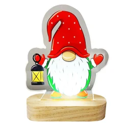 Best Christmas Forever TABLE DECOR PINEWOOD | ACRYLIC LED LIGHTS 6″ X 2.5″ X 8″ – GNOME WITH LAMP