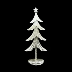 Sale Christmas Forever TABLE TOP TREE 15.75″ METAL W/ WHT & CHAMP GLTR