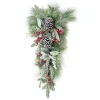 Best Christmas Forever TEARDROP GRN 30″ MIXED PINE, CEDAR, RED BERRIES & CONES ICED/ ICED / FROSTED