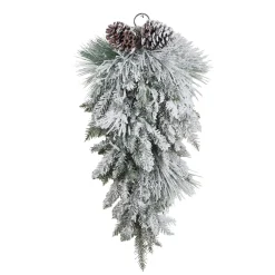 Online Christmas Forever TEARDROP PINE 28″ FLOCKED MIXED PINE |W/ PINE CONES 28″