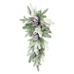 Outlet Christmas Forever TEARDROP PINE 30″ FLOCKED W/ NEEDLE PINE & PINE CONES