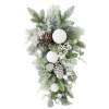 Clearance Christmas Forever TEARDROP PINE FROSTED 30″ MIXED PINE W/ PINE CONES & SNOW BALLS