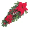 Christmas Forever TEARDROP RED POINSETTIA 24″ W/RED BERRIES, | EUCALYPTUS & CONES
