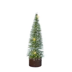 Outlet Christmas Forever TREE BOTTLE BRUSH/ VILLAGE 12″ W/ 5 LED W/ WHITE TIPS B/O