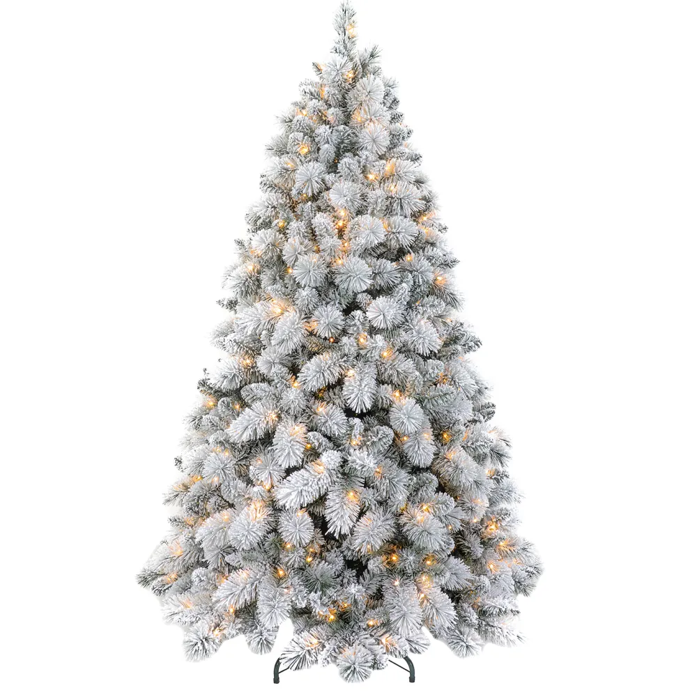 Hot Christmas Forever TREE FLOCKED ALASKA PINE 7’/1183T 450-LED WARM WHITE LIGHTS